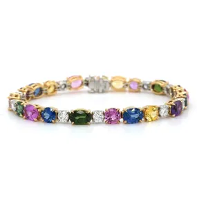 18K Yellow Gold Multi Color Sapphire Bracelet