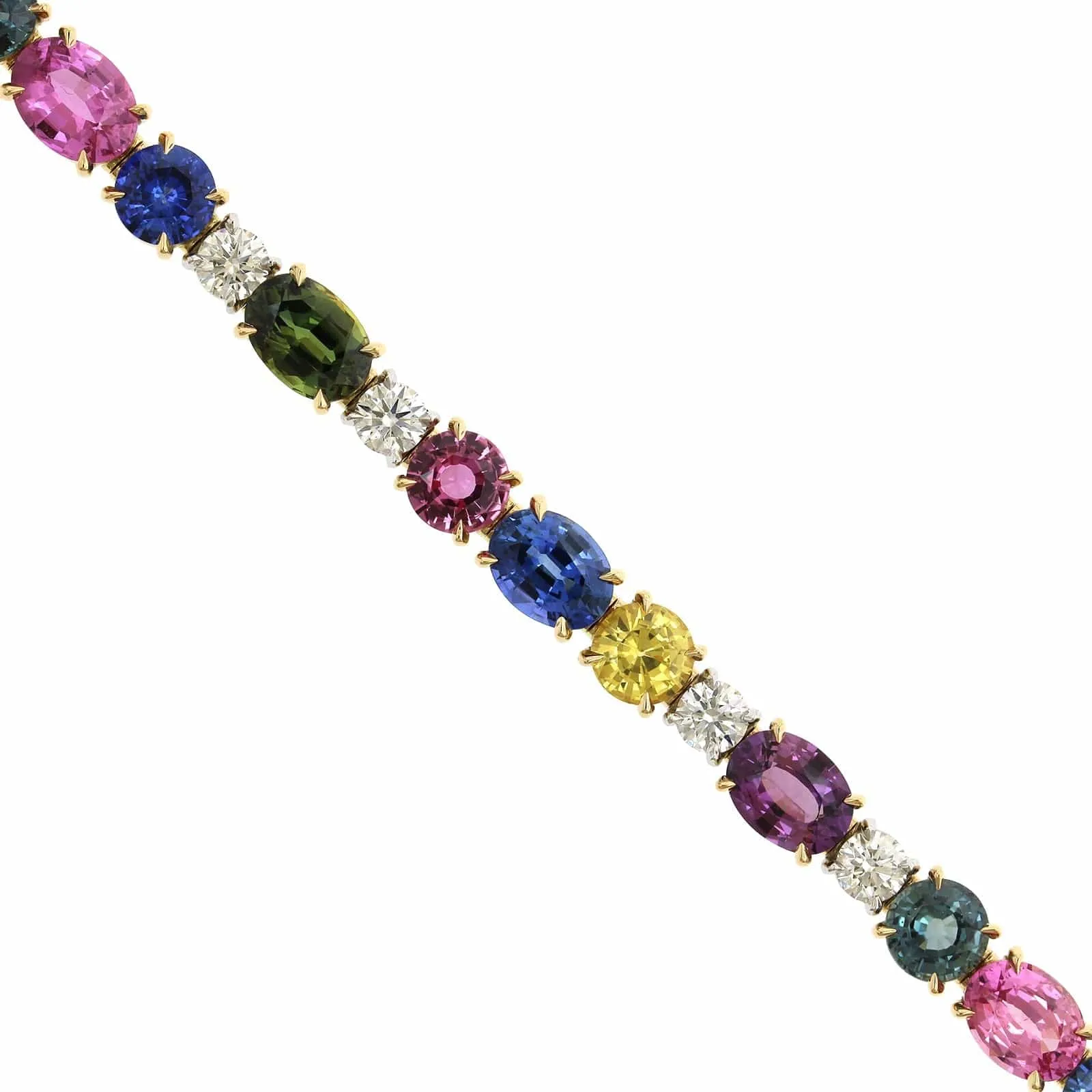 18K Yellow Gold Multi Color Sapphire Bracelet