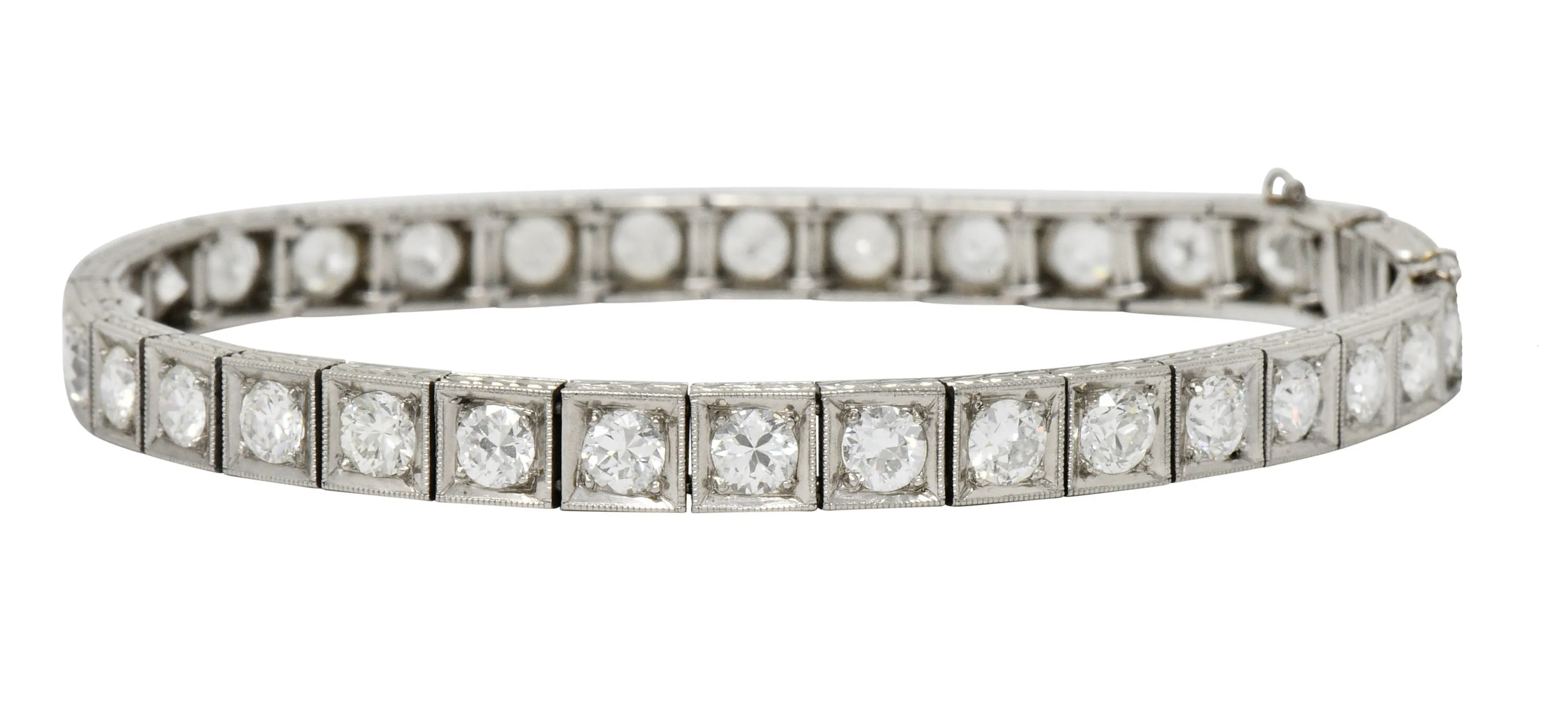 1930's Art Deco 5.90 CTW Diamond Platinum Line Bracelet