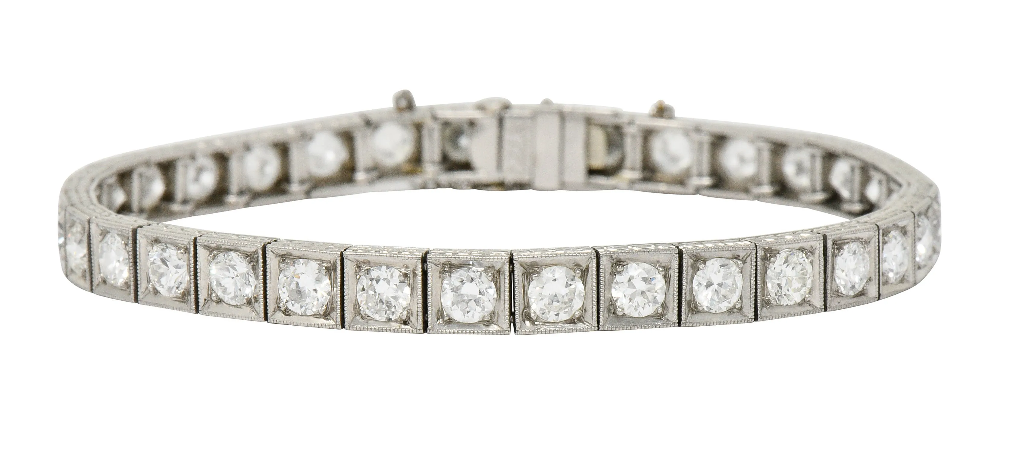 1930's Art Deco 5.90 CTW Diamond Platinum Line Bracelet