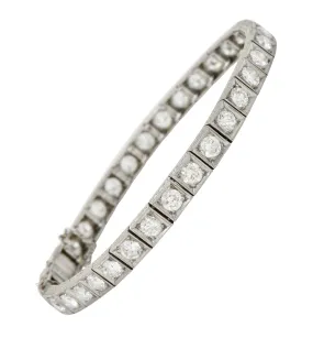 1930's Art Deco 5.90 CTW Diamond Platinum Line Bracelet