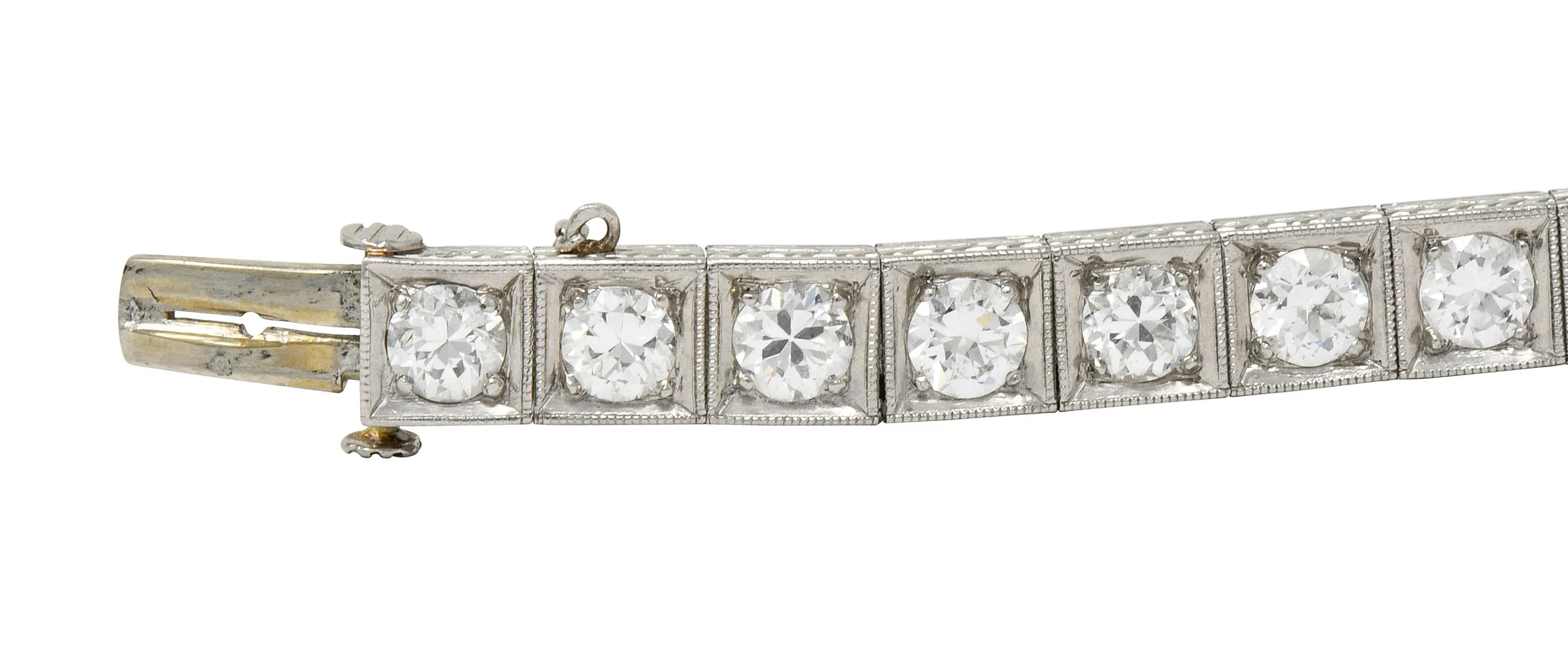 1930's Art Deco 5.90 CTW Diamond Platinum Line Bracelet