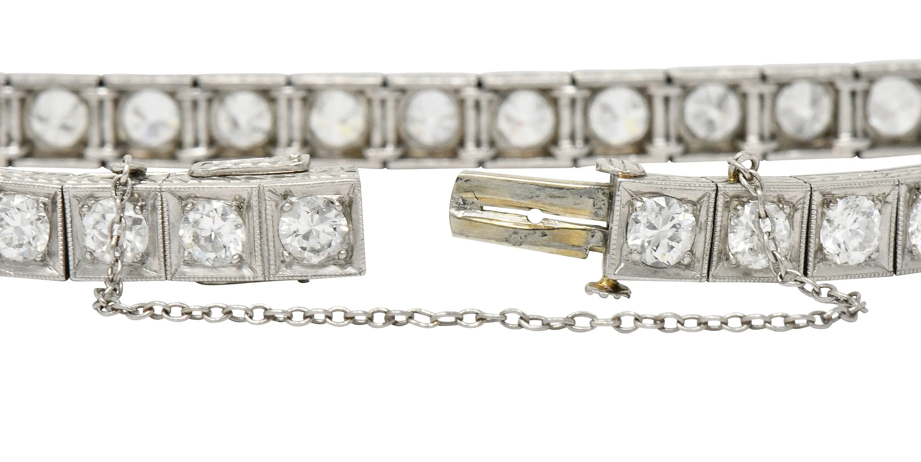 1930's Art Deco 5.90 CTW Diamond Platinum Line Bracelet