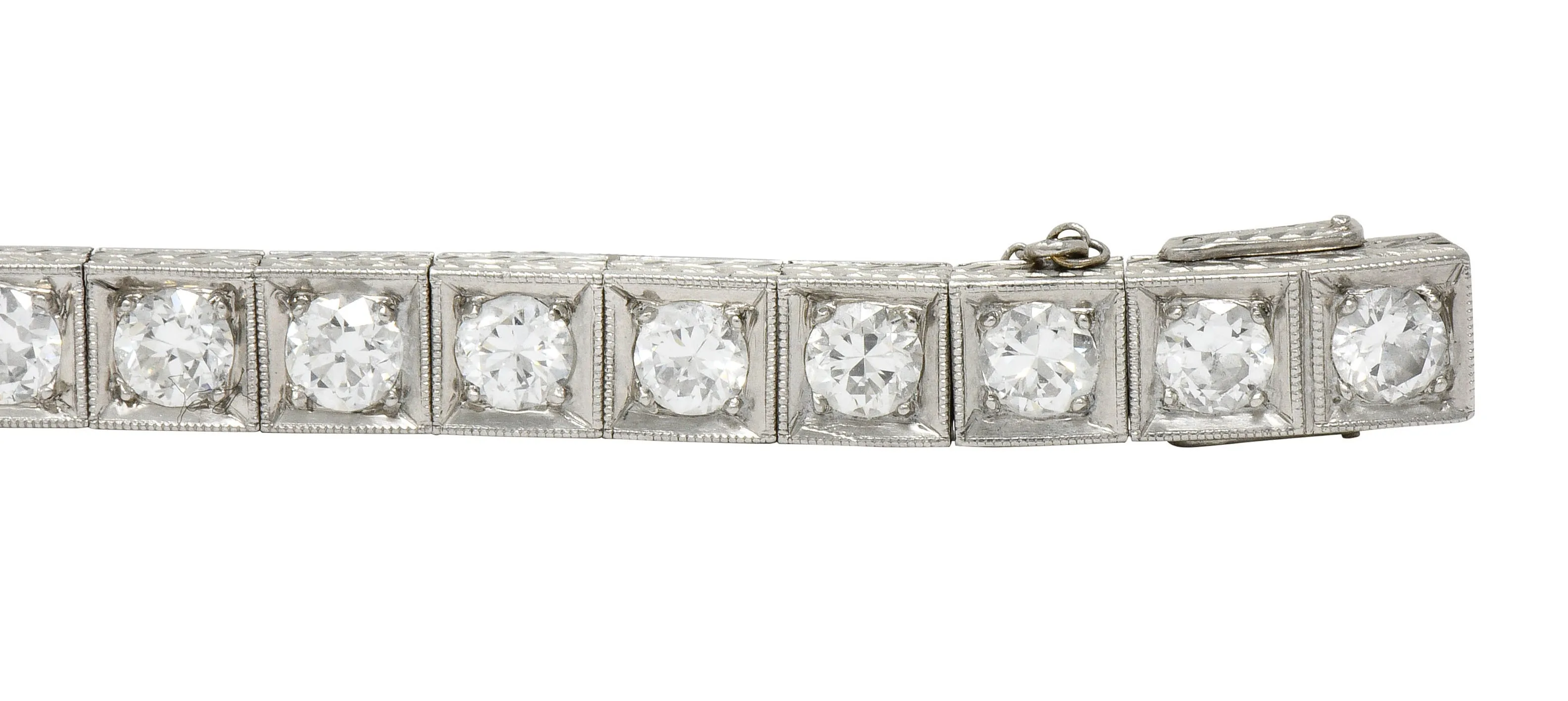 1930's Art Deco 5.90 CTW Diamond Platinum Line Bracelet