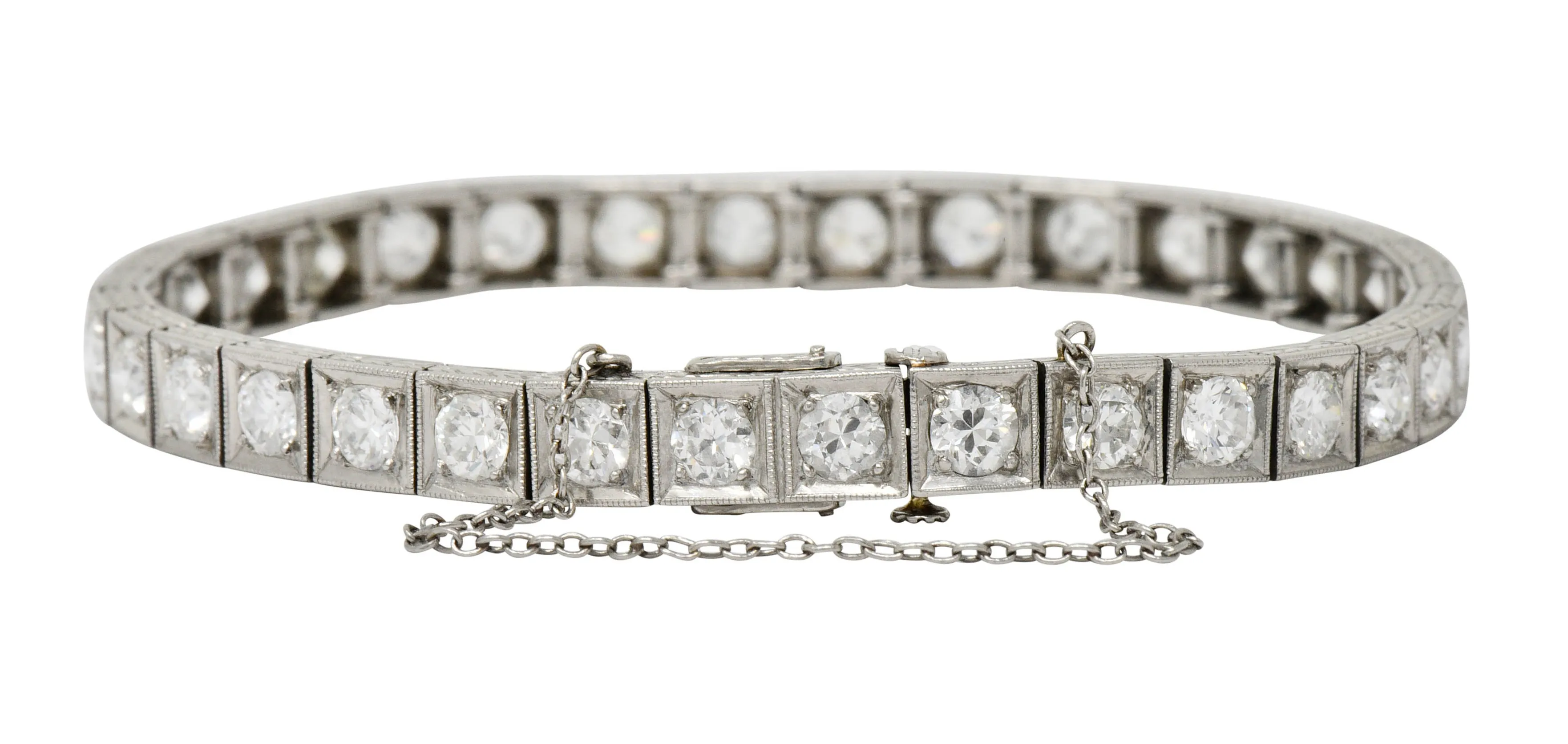 1930's Art Deco 5.90 CTW Diamond Platinum Line Bracelet