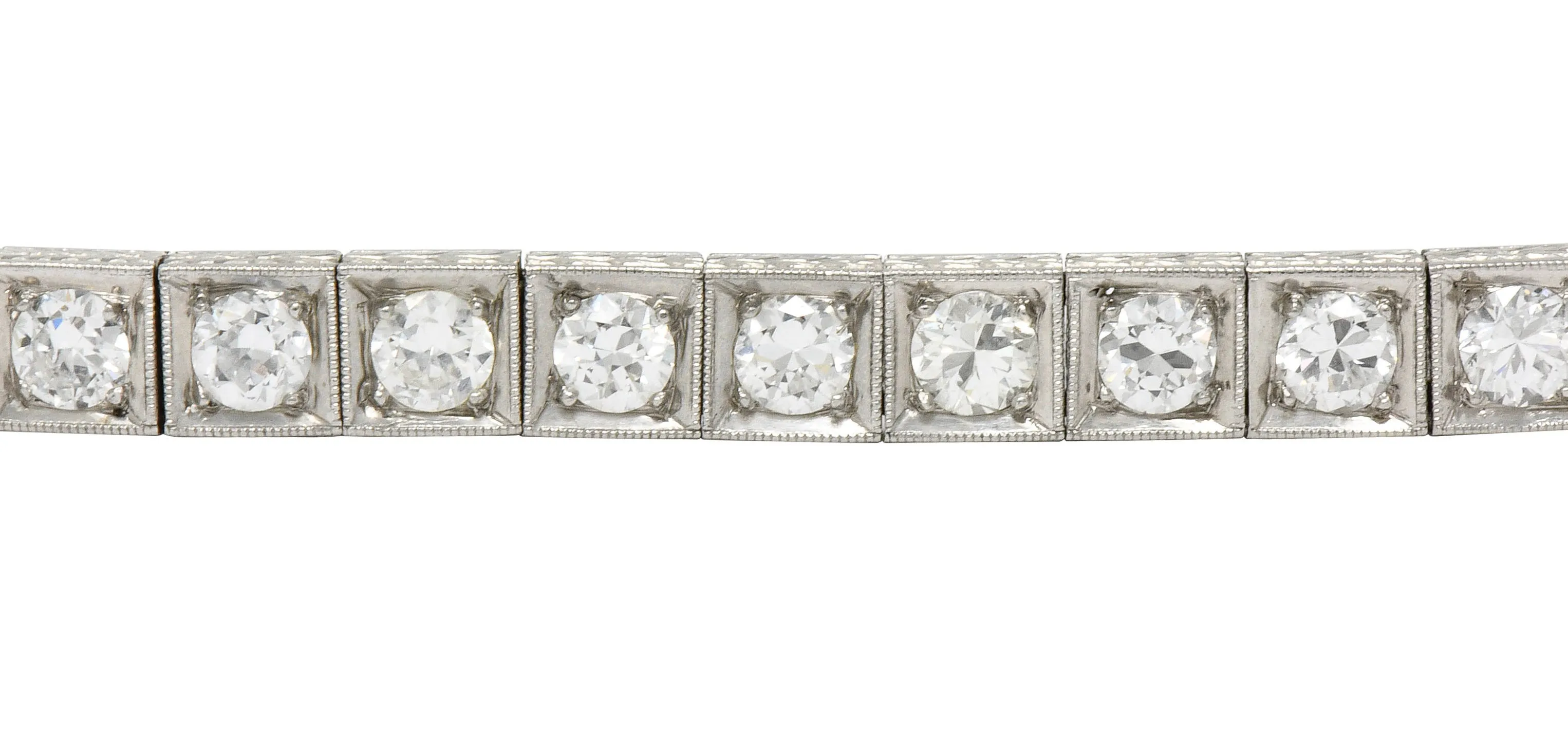1930's Art Deco 5.90 CTW Diamond Platinum Line Bracelet