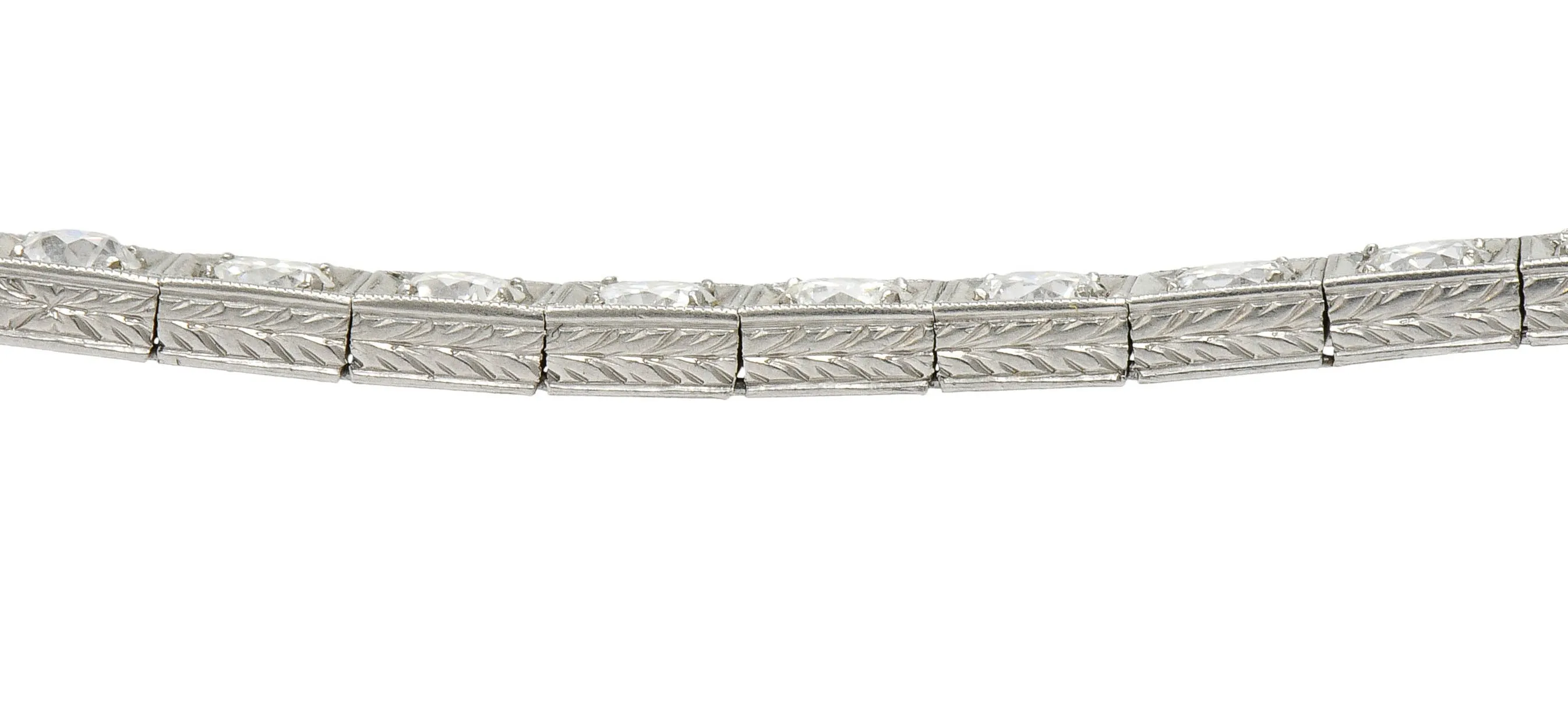 1930's Art Deco 5.90 CTW Diamond Platinum Line Bracelet