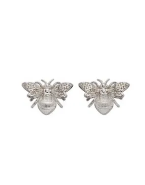 9ct White Gold Bee Stud Earrings.