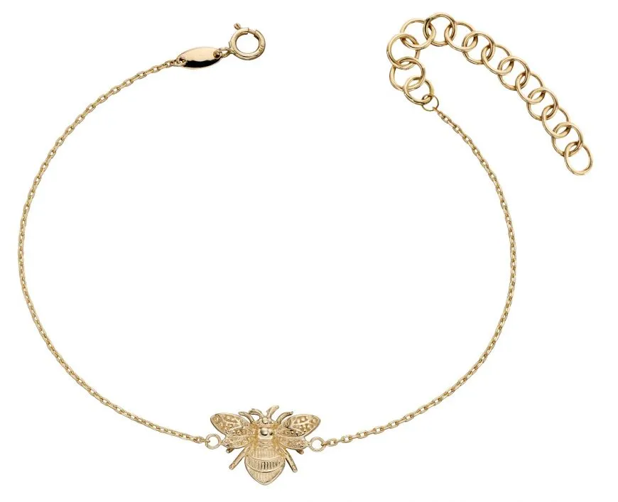 9ct yellow gold designer bee necklace.