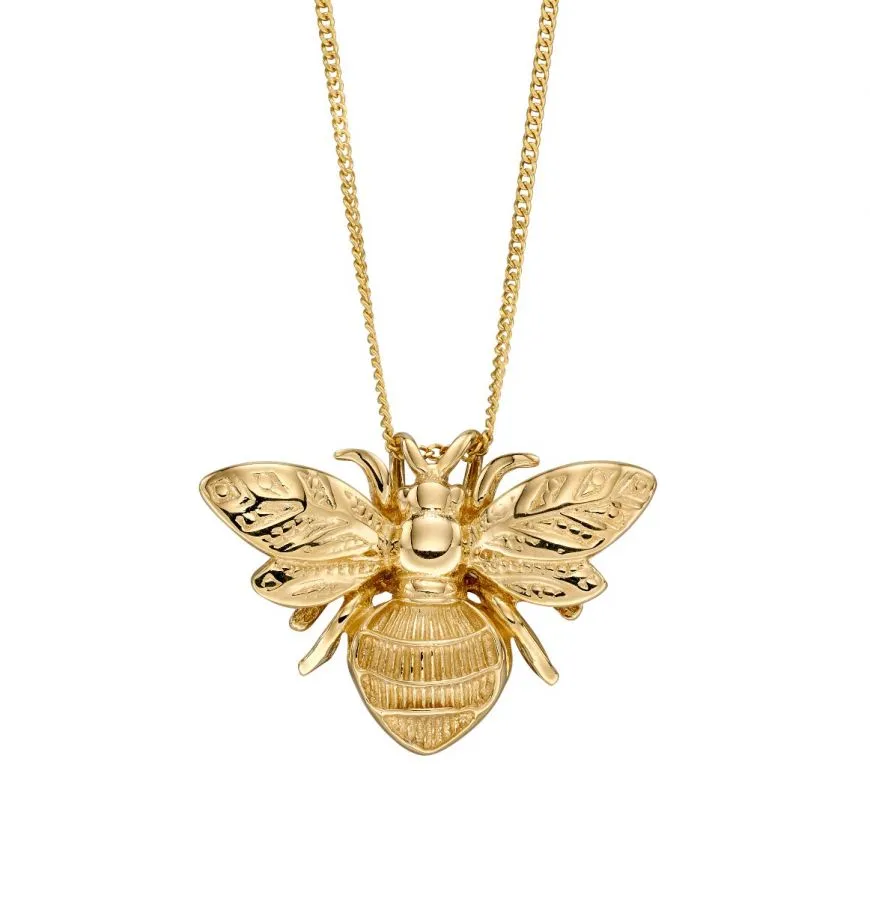 9ct yellow gold designer bee necklace.