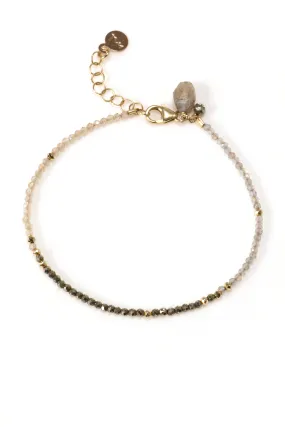 Labradorite, Pyrite and Zircon Bracelet