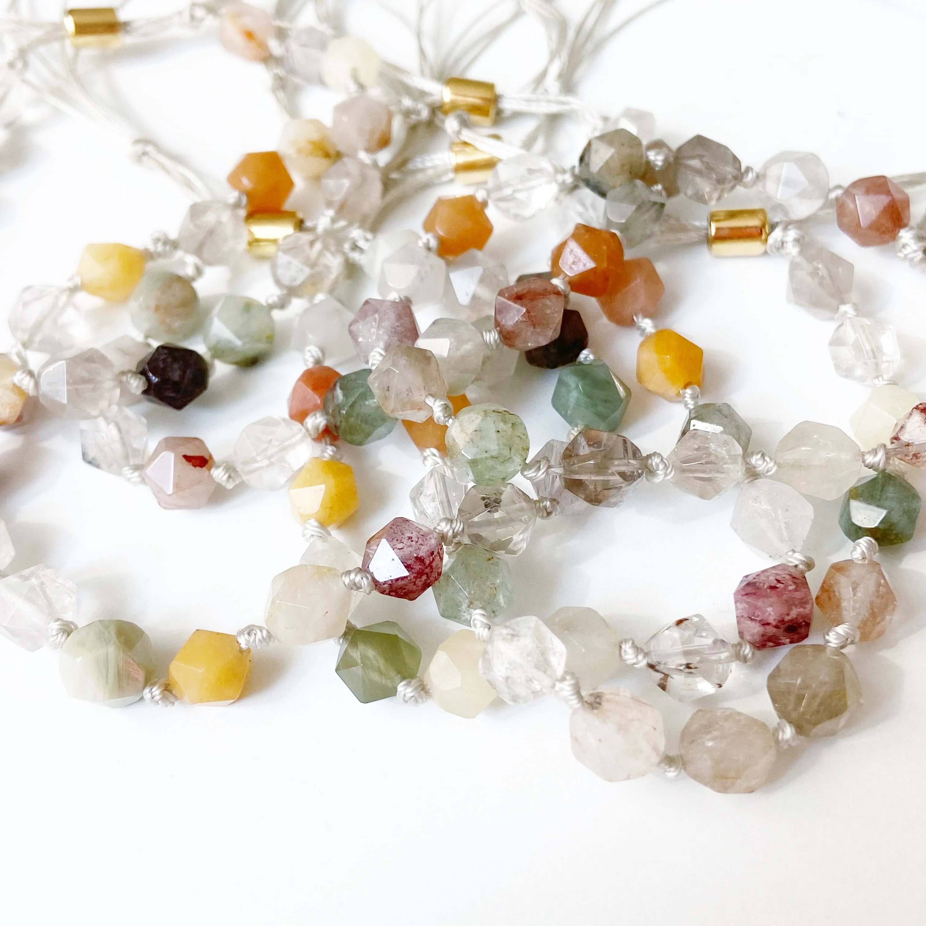 Multi-Color Rutilated Quartz Adjustable Knotted Bracelet
