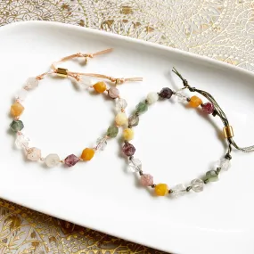 Multi-Color Rutilated Quartz Adjustable Knotted Bracelet