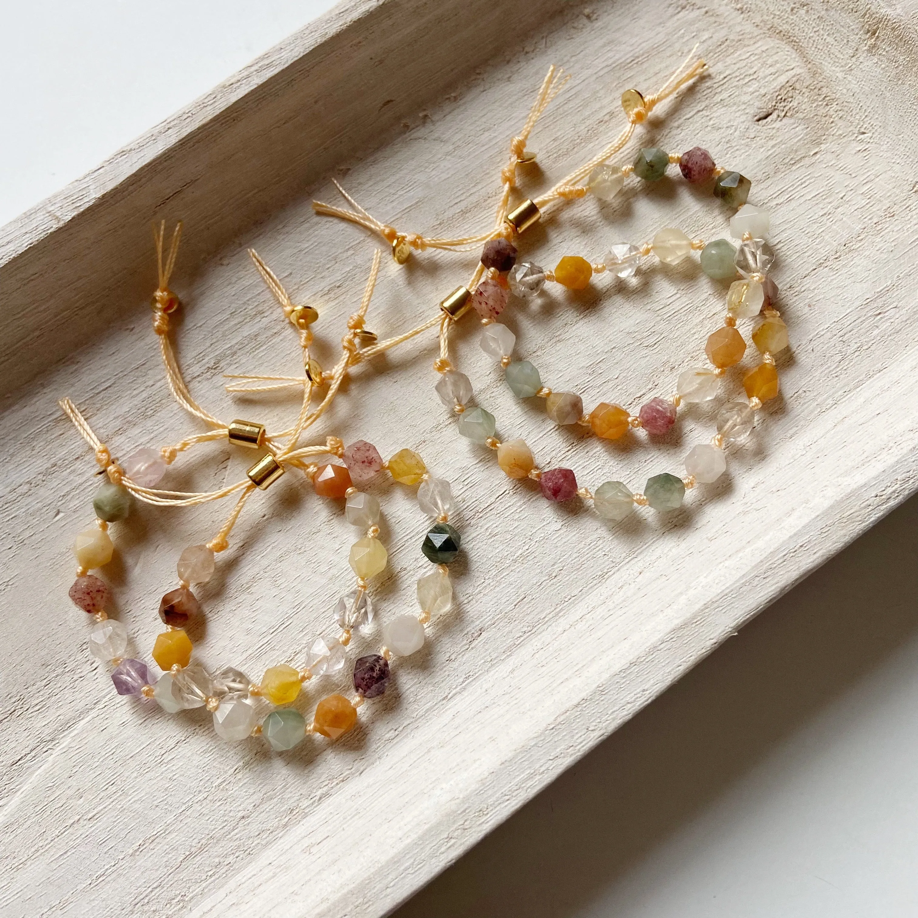 Multi-Color Rutilated Quartz Adjustable Knotted Bracelet