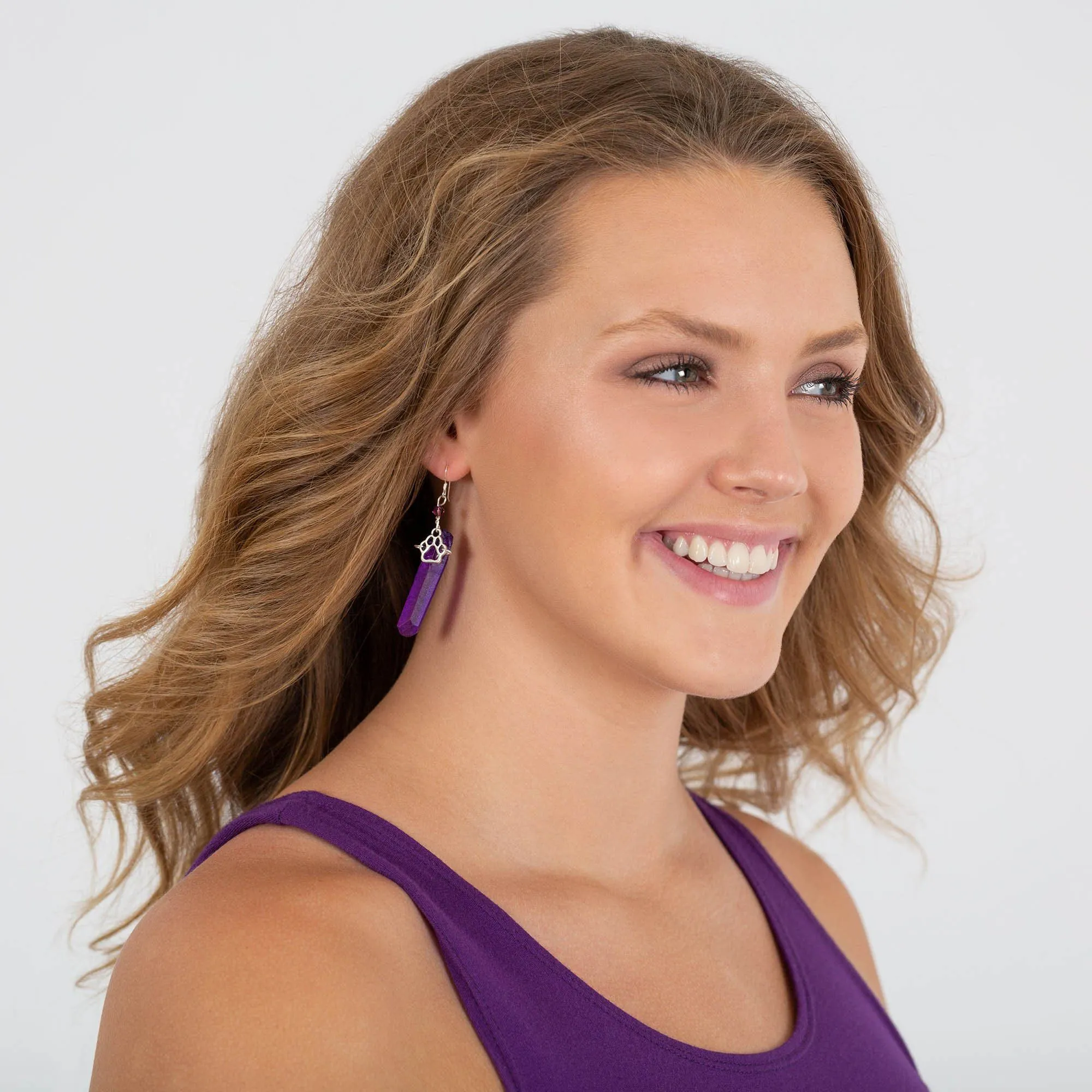 Purple Paw Quartz Earrings!