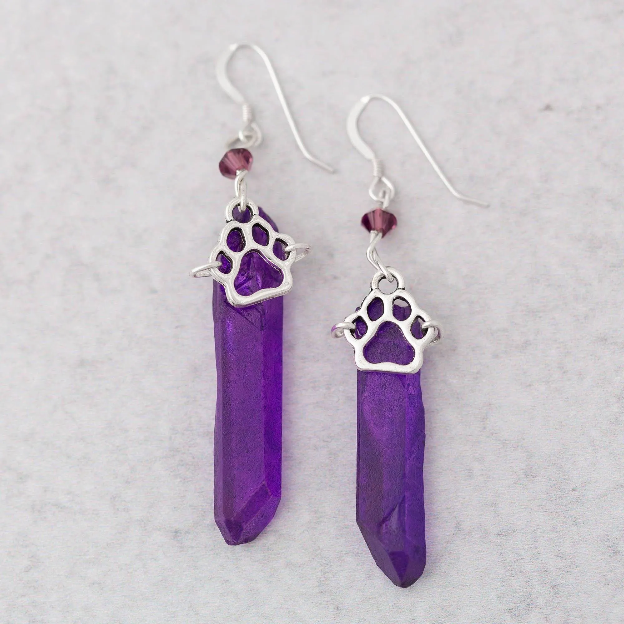 Purple Paw Quartz Earrings!
